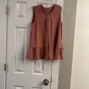 LO Lounge Sleeveless Vest in a Warm Dusty Pink Color